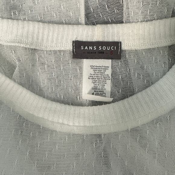 Sans Souci Mesh Sheer White Tee With Smocking Small - Picture 3 of 6